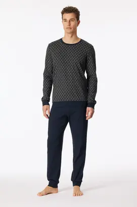 Schiesser Pyjama Long nightblue 181172 54/XL