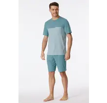 Schiesser Pyjama court gris bleu 181167 48/S
