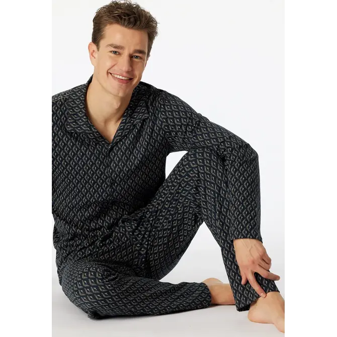 Schiesser Pyjama Long nightblue 181176 54/XL