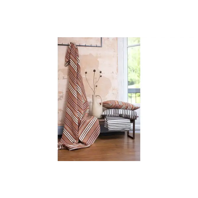 David Fussenegger LUCA cotton plaid "graphic composition" 200x140 cm yellow/brown