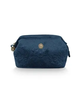 Pip Studio Cosmetic Purse Small Velvet Quiltey Days Blue 19x12x8.5cm