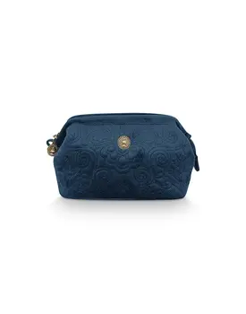 Pip Studio Cosmetic Purse Small Velvet Quiltey Days Blue 19x12x8.5cm