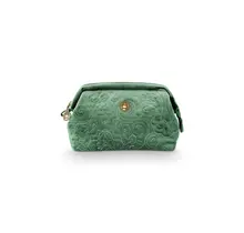 Pip Cosmetic Purse Small Velvet Quilted Green 19x12x8.5cm