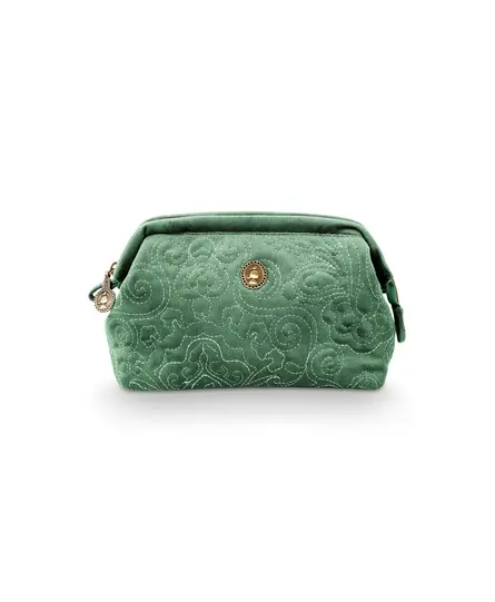 Pip Cosmetic Purse Small Velvet Quilted Green 19x12x8.5cm