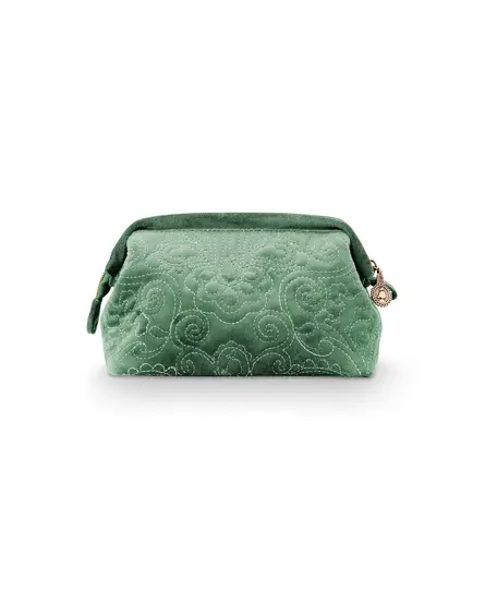 Pip Cosmetic Purse Small Velvet Quilted Green 19x12x8.5cm