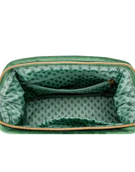 Pip Cosmetic Purse Small Velvet Quilted Green 19x12x8.5cm