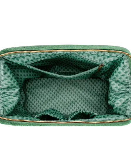 Pip Cosmetic Purse Extra Large Velvet Quilted Green 30x20.7x13.8cm