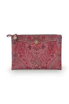 Pip Cosmetic Flat Pouch Medium Kyoto Festival Dark Pink 24x15.5x1cm