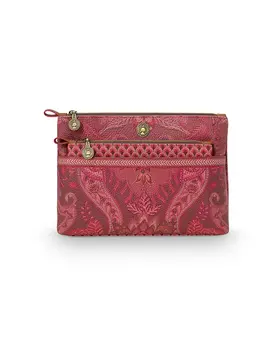 Pip Cosmetic Bag Combi Kyoto Festival Dark Pink 26x18x7.5cm/22x13x1cm