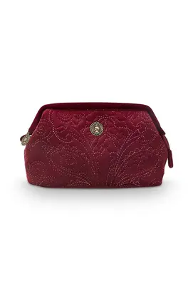 Pip Cosmetic Purse Small Velvet Quiltey Days Red 19x12x8.5cm