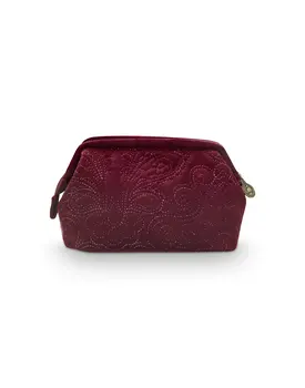 Pip Cosmetic Purse Small Velvet Quiltey Days Red 19x12x8.5cm