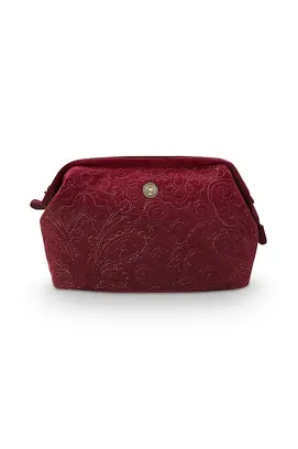 Pip Cosmetic Purse Large Velvet Quiltey Days Red 26x18x12cm