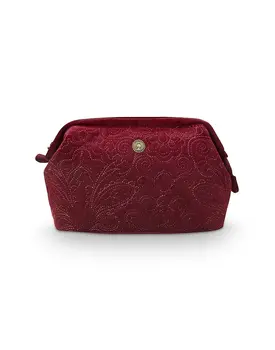 Pip Cosmetic Purse Large Velvet Quiltey Days Red 26x18x12cm