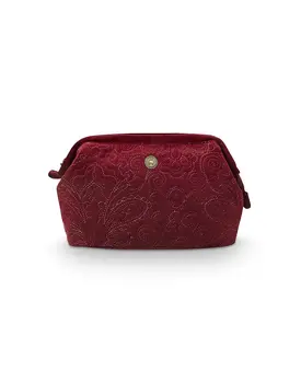 Pip Cosmetic Purse Large Velvet Quiltey Days Red 26x18x12cm