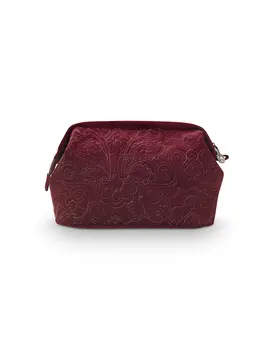 Pip Cosmetic Purse Large Velvet Quiltey Days Red 26x18x12cm