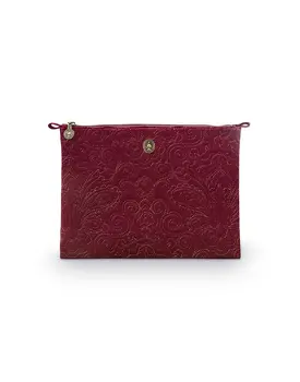 Pip Cosmetic Flat Pouch Large Velvet Quiltey Days Red 30x22x1cm