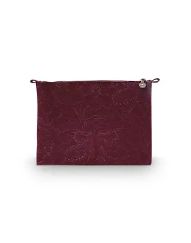 Pip Cosmetic Flat Pouch Large Velvet Quiltey Days Red 30x22x1cm