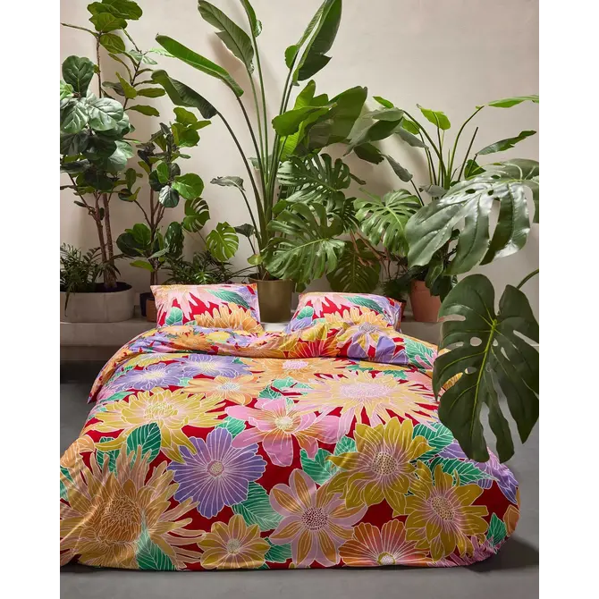 Covers & Co Flower fling Dekbedovertrek Happy red 200x200/220