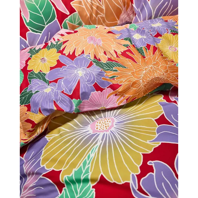 Covers & Co Flower fling Dekbedovertrek Happy red 240x200/220