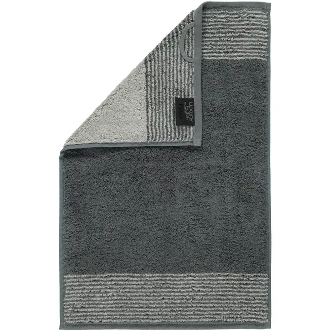 Cawo serviette invité bicolore ardoise 30x50