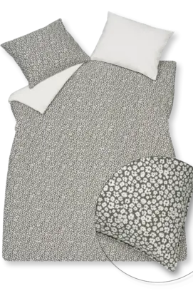 Vandyck Pure 53 Percale Housse de couette Fleur Anthracite 140x220