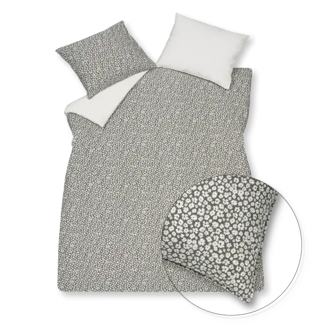 Vandyck Pure 53 Percale Flower Dekbedovertrek Anthracite 140x220