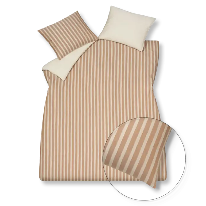 Vandyck Pure 46 Unwashed Yarn Dyed Stripe Duvet Cover Old Rose 200x220