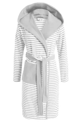 Esprit Striped Hoodie Bathrobe Grey L