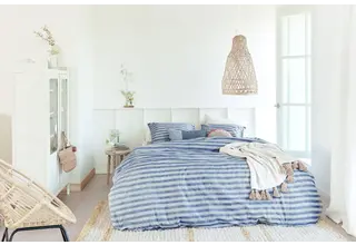 Ariadne at Home - Housse de couette à rayures tricotées - Bleu 140 x 200/220 cm