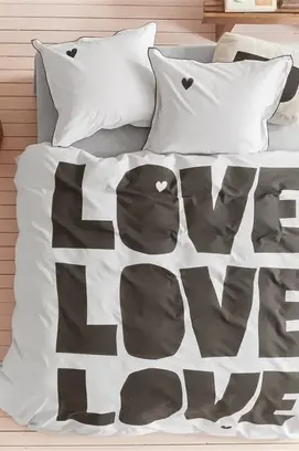 Enveloppe de couette Bold Love Natural 140x200/220 cm de VTwonen