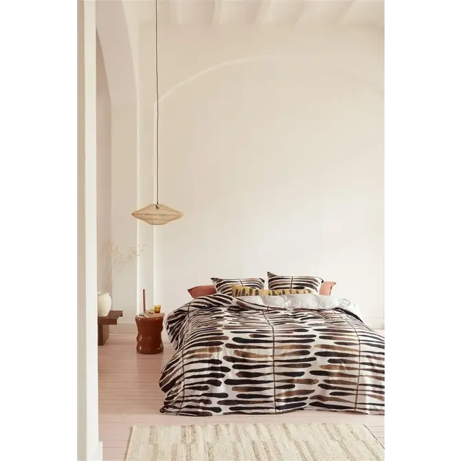 VTwonen dekbedovertrek Botanic Stripe  Terra 200x200/220 cm