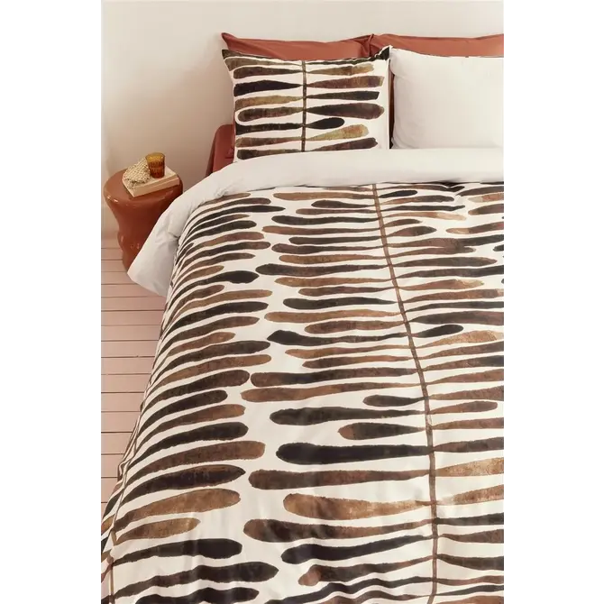 VTwonen dekbedovertrek Botanic Stripe  Terra 200x200/220 cm