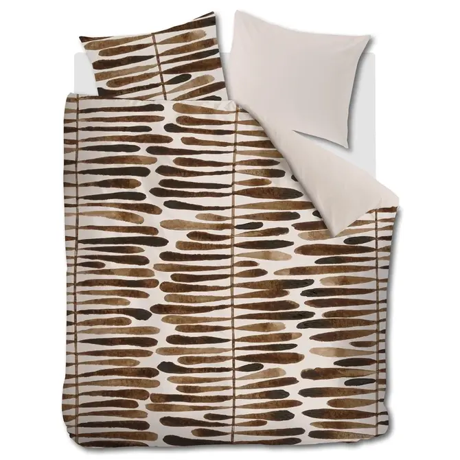 VTwonen dekbedovertrek Botanic Stripe  Terra 200x200/220 cm
