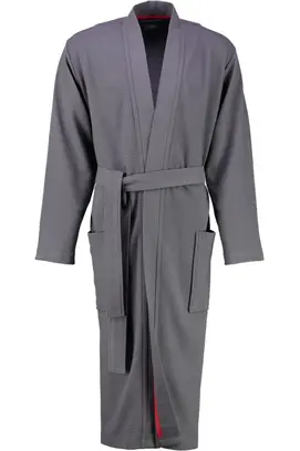 Cawö 816 Heren kimono badjas - anthrazit-72  50/52