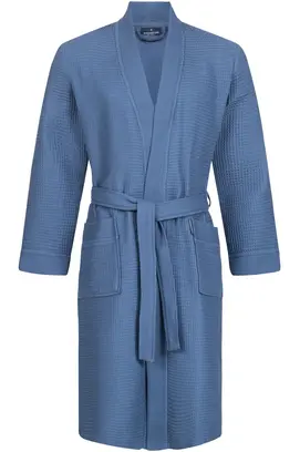 Morgenstern badjas Luca wafelstof Kimono 120cm Jeans blauw M
