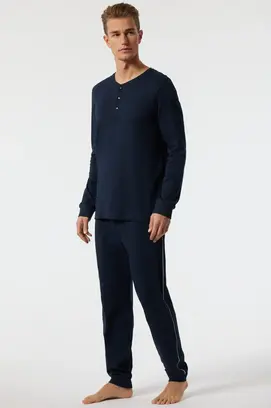 Schiesser Pyjama long bleu foncé 178109 50/M