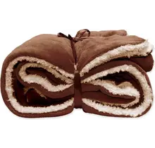 Unique Living Lars coral fleece/suede plaid 150x200cm Rocky Brown