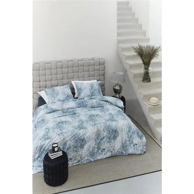 Rivièra Maison Calm Coral Dekbedovertrek - Blue 200x200/220 cm