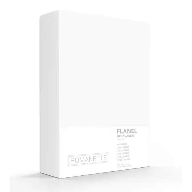 Drap-housse en flanelle Romanette Blanc 140x200