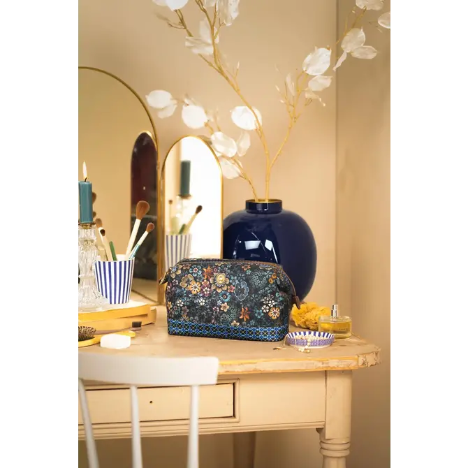 Pip Studio Cooper Trousse Cosmétique Grande Tutti i Fiori Bleu 26x18x12cm