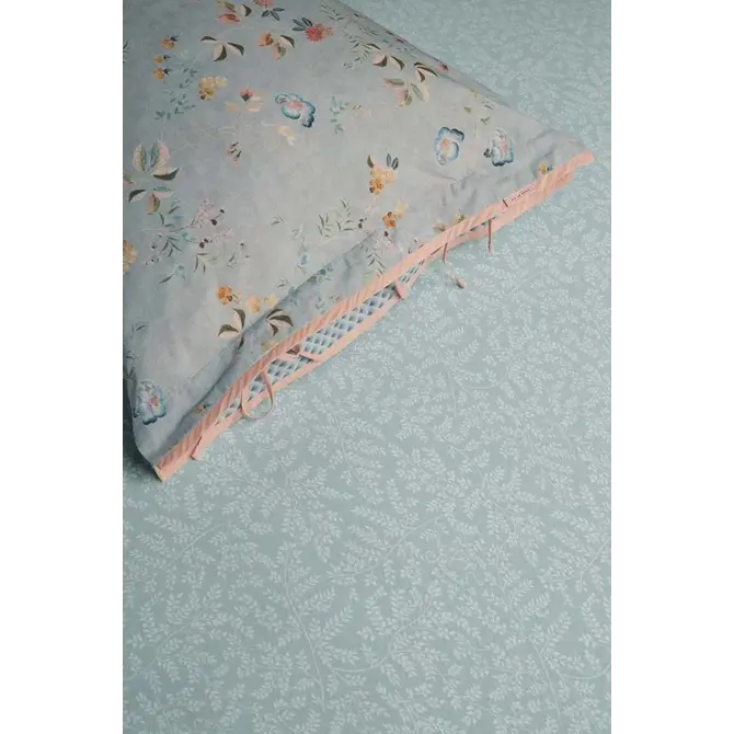 Drap-housse Leafy de Pip Studio - Bleu Gris 160 x 200/210/220 cm Hauteur des coins : 30 cm