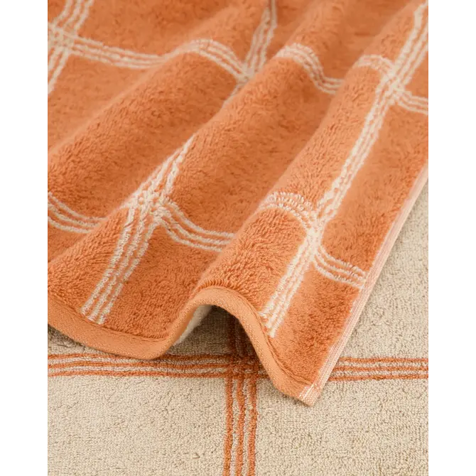 Cawö Two-Tone Karo Handdoek kupfer 50/100 Cawö Two-Tone Karo Handdoek kupfer 50/100