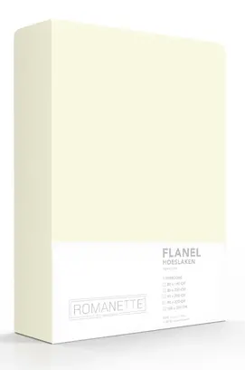 Romanette flanel hoeslaken  Ivoor 80x200