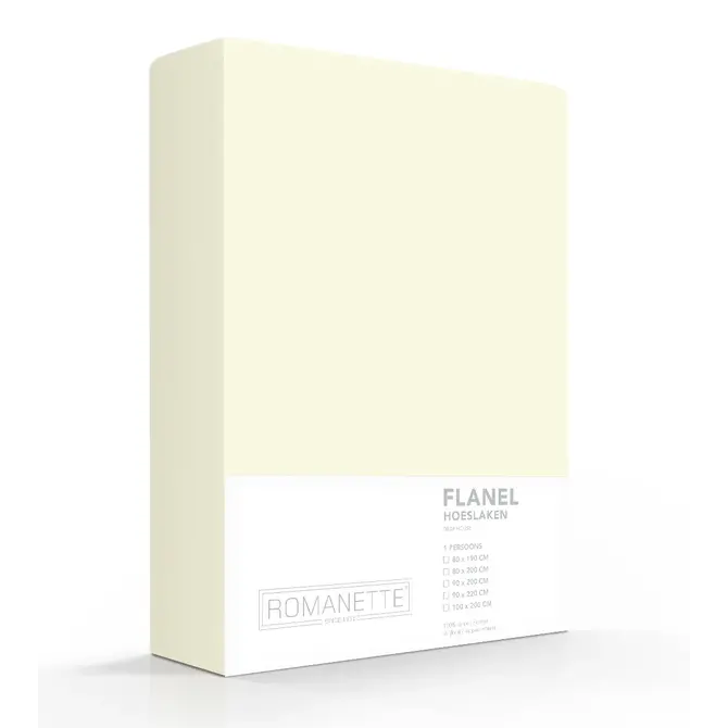 Romanette flanel hoeslaken  Ivoor 80x200