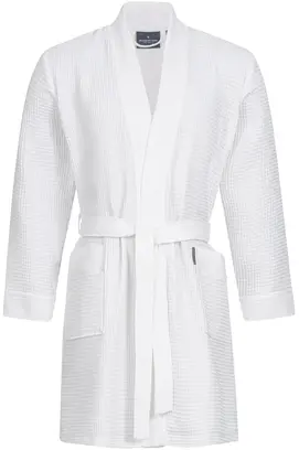 Peignoir Morgenstern Sascha Kimono tissu gaufré court 100cm Blanc S