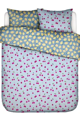 Covers & Co Zesty cherry Dekbedovertrek Ice blue 140x200/220