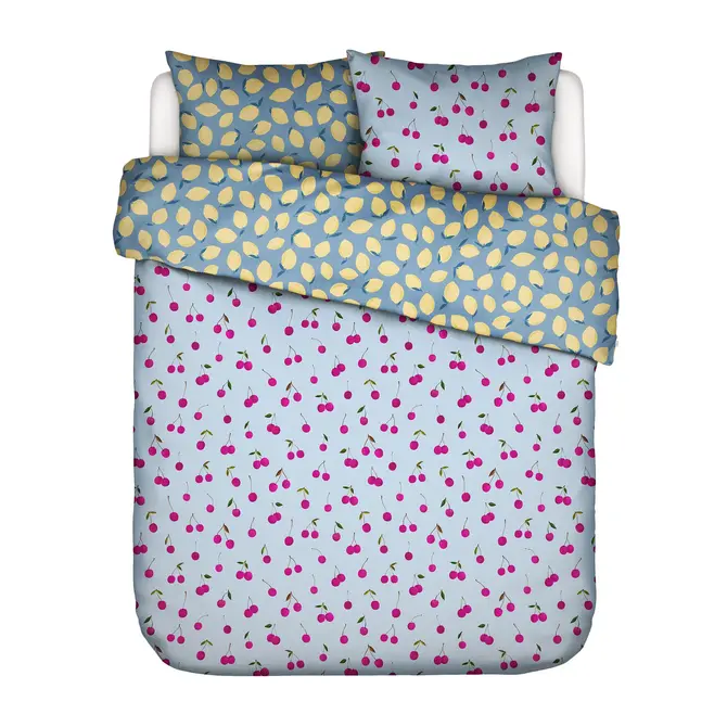 Covers & Co Zesty cherry Dekbedovertrek Ice blue 140x200/220