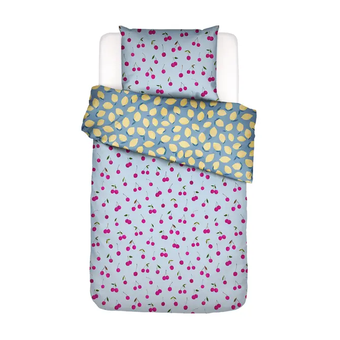 Covers & Co Zesty cherry Dekbedovertrek Ice blue 140x200/220