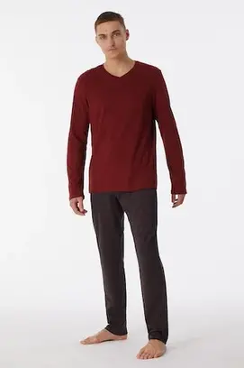 Schiesser Pyjama Long terracotta brown 180271 48/S