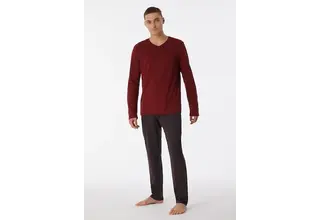 Schiesser Pyjama Long terracotta brown 180271 48/S
